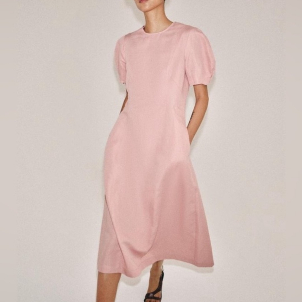 ZARA ZW COLLECTION LINEN BLEND MIDI DRESS